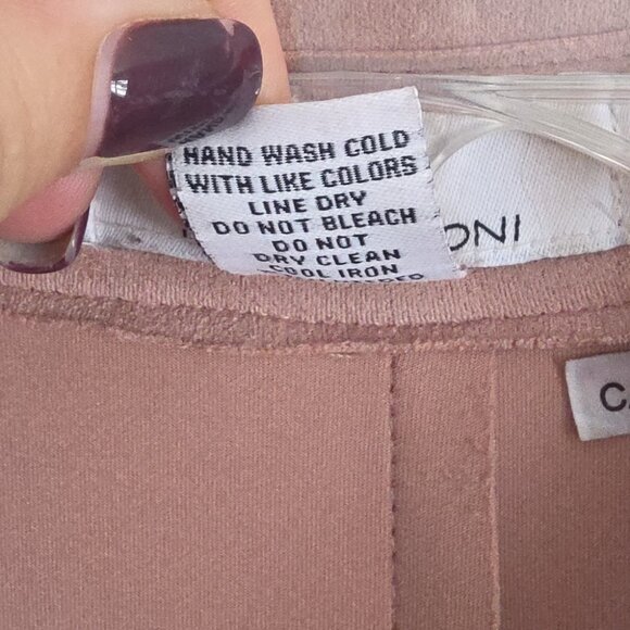 MAGASCHONI | Faux Suede Leather Trench Coat Jacket Blush Pink Sz M - Picture 7 of 8